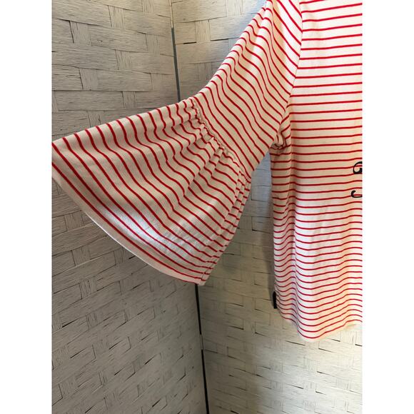 Draper James EloQuii womens blouse striped bless your heart bell sleeve Plus Sz - Picture 3 of 10